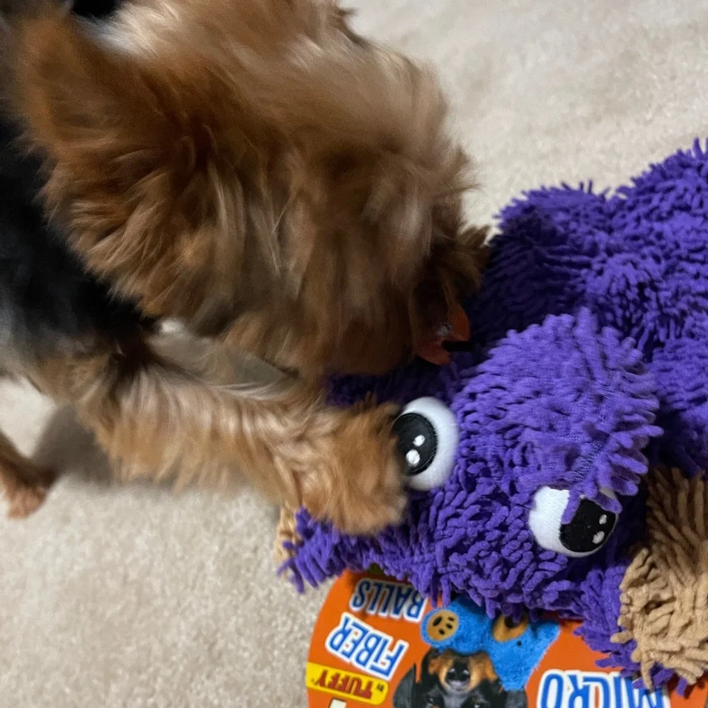 Mighty Toys Microfiber Ball Elephant Durable Squeaky Dog Toy + Dog Bags & Treats